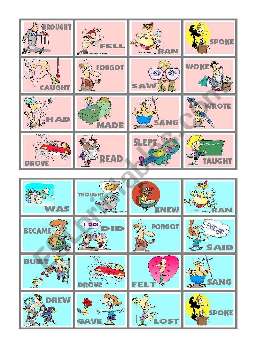 BINGO OF IRREGULAR VERBS (3 of 9)