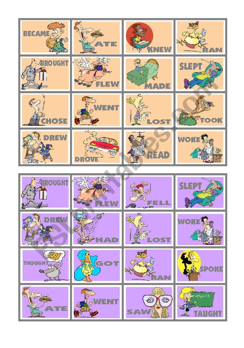 BINGO OF IRREGULAR VERBS (4 of 9)