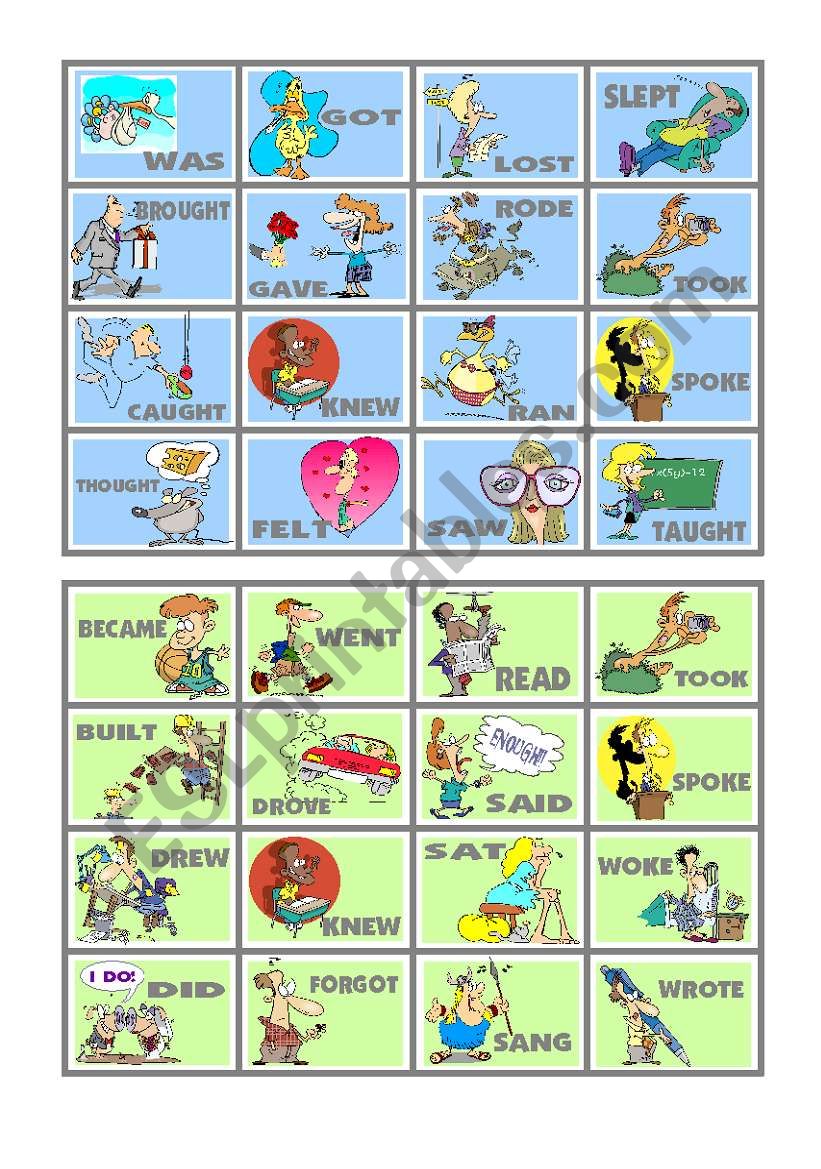 BINGO OF IRREGULAR VERBS (5 of 9)