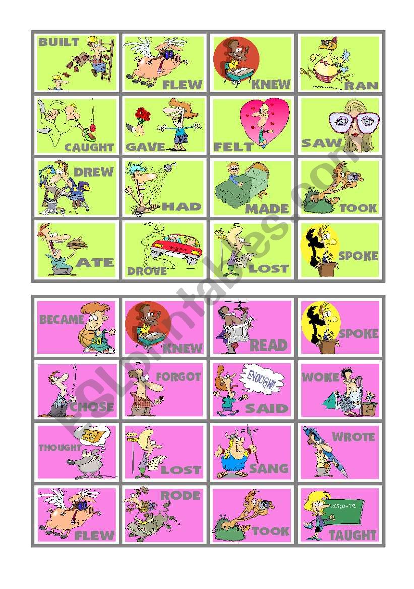 BINGO OF IRREGULAR VERBS (6 of 9)