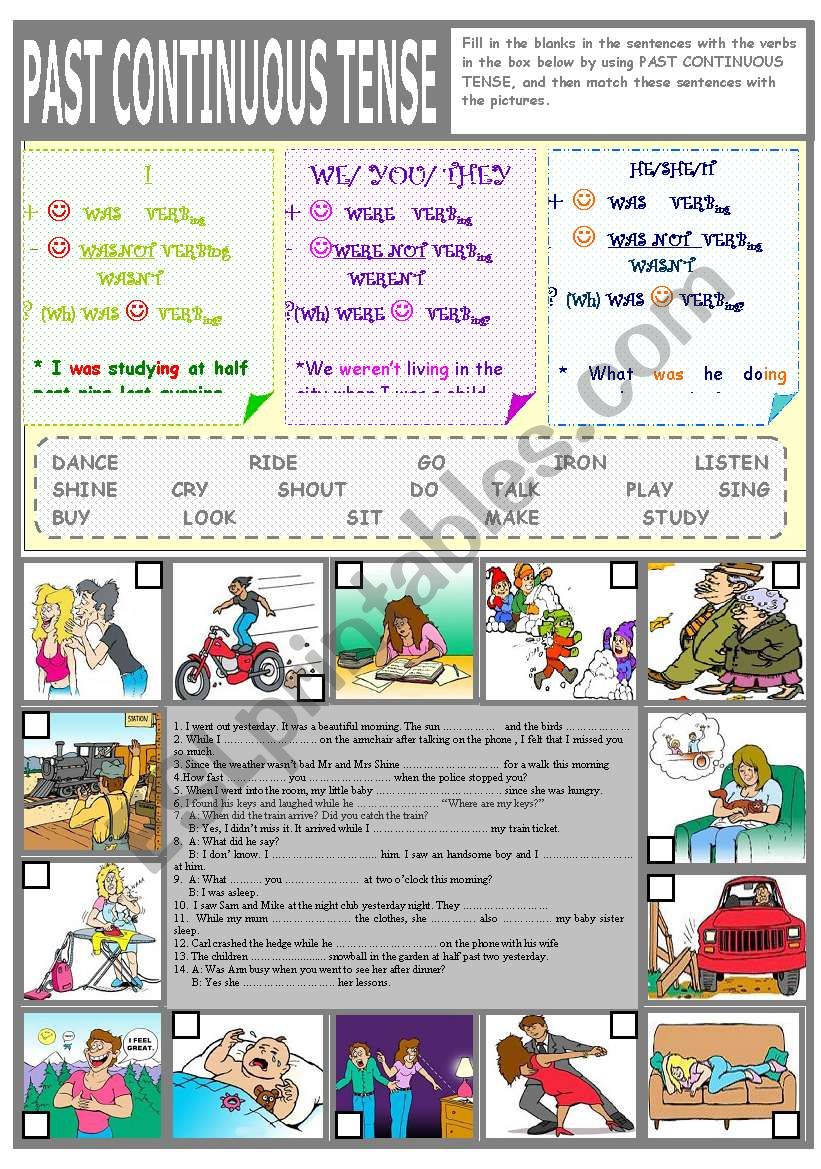 PAST CONTINUOUS TENSE worksheet