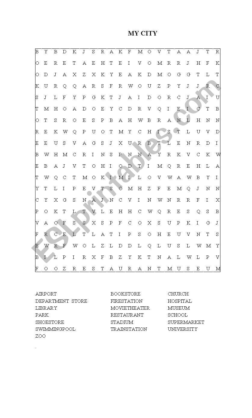 My City  puzzle worksheet