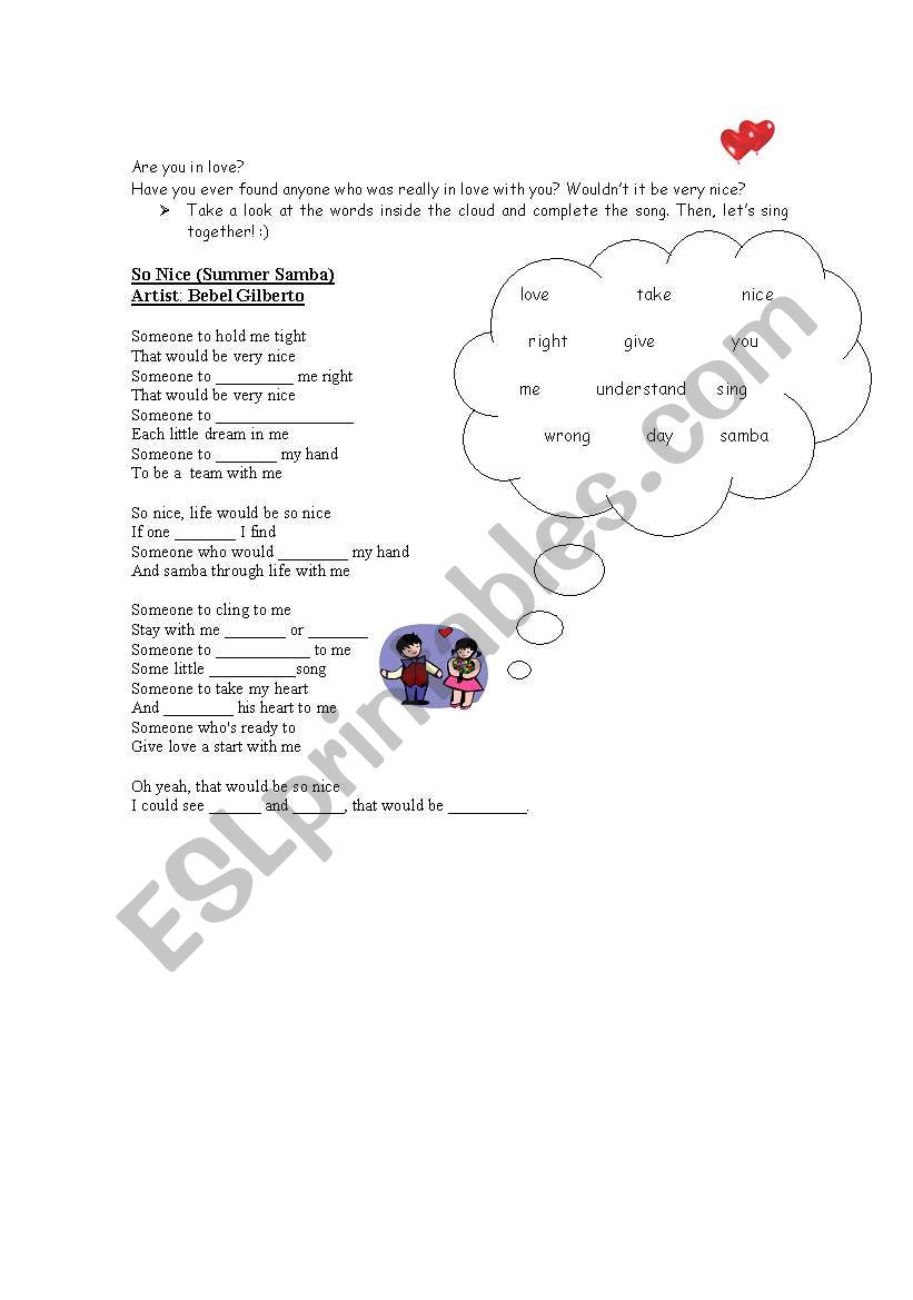 Love song worksheet
