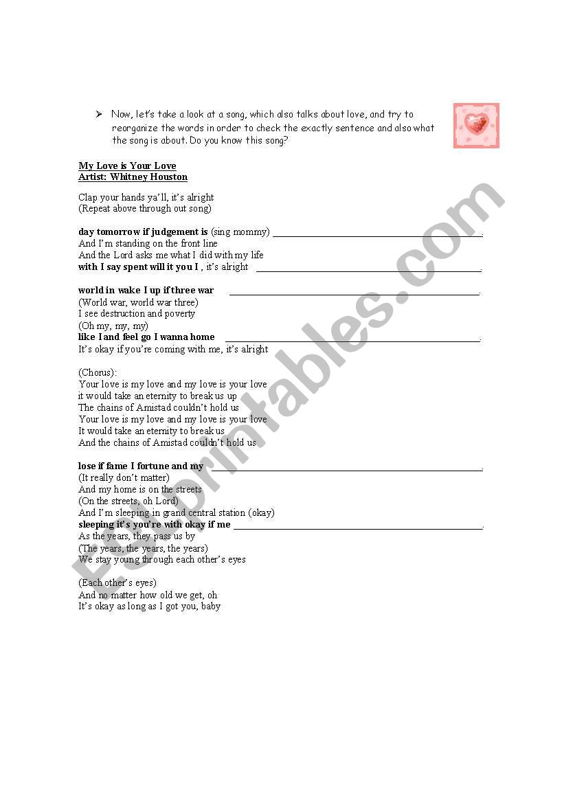 Love song-part 2 worksheet