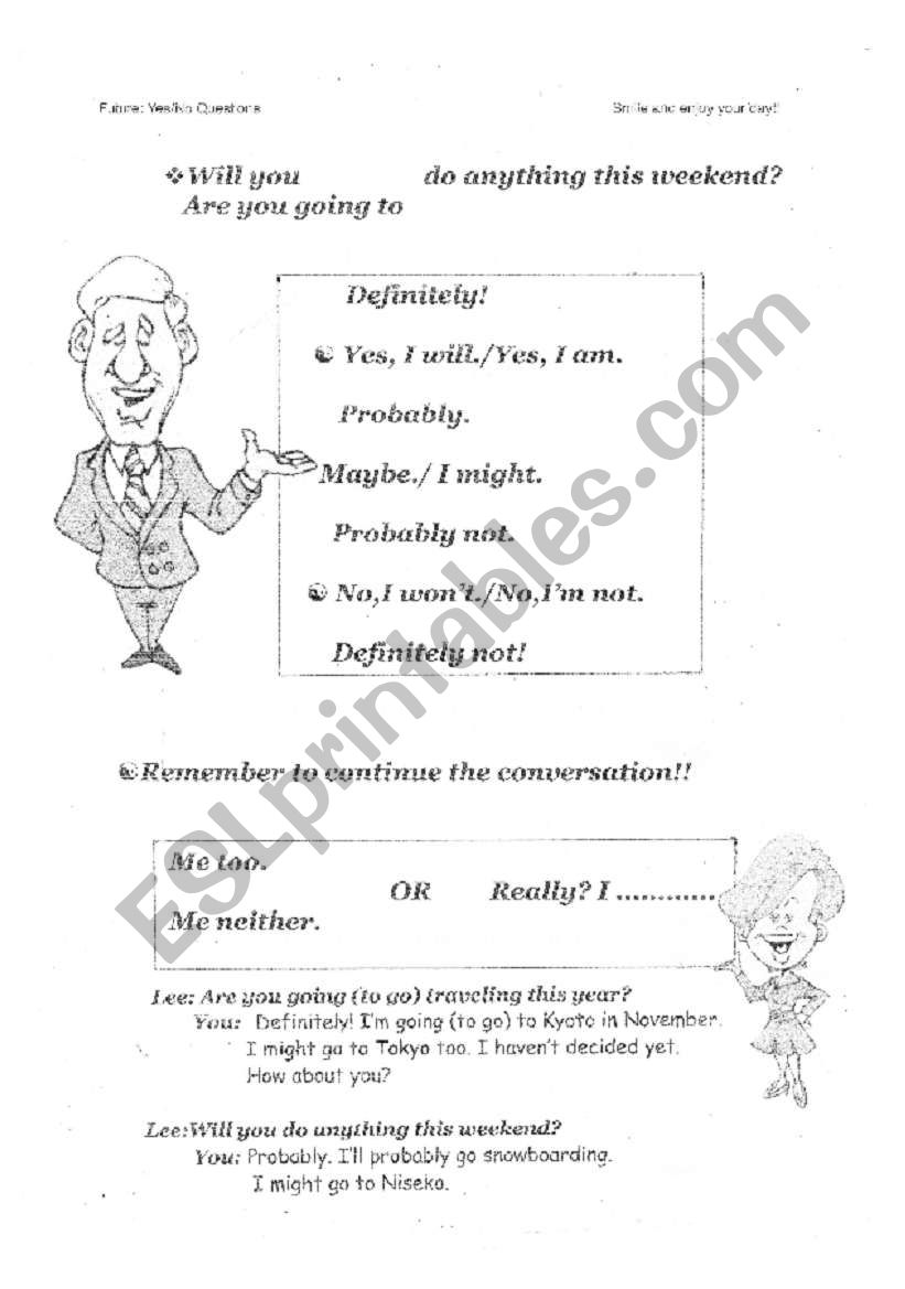 Future Yes/No Questions worksheet