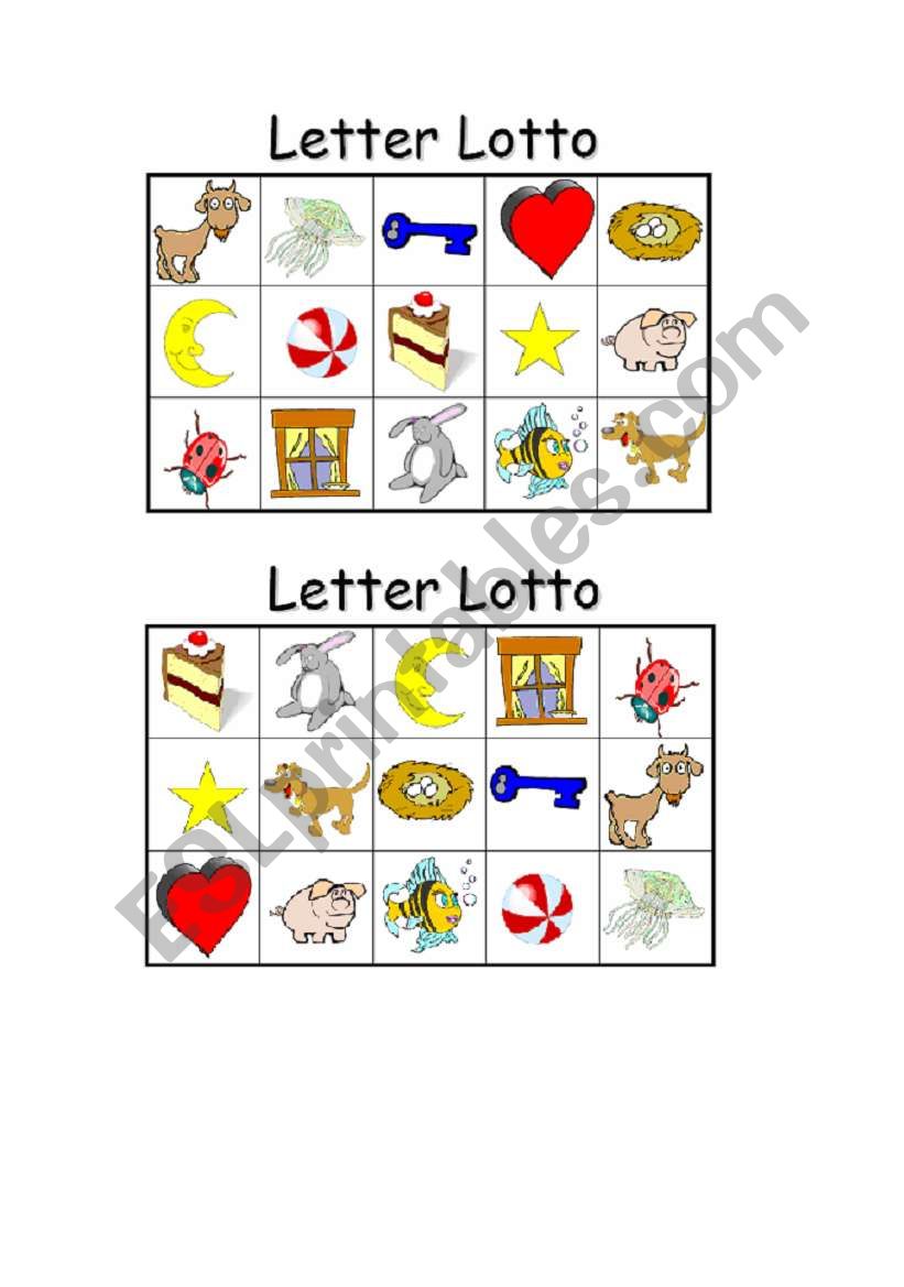 Letter lotto playing mats worksheet