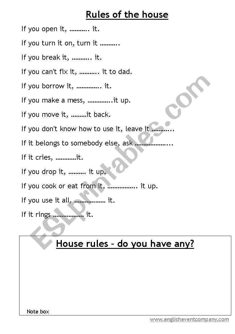 Rules of the house (house rules)