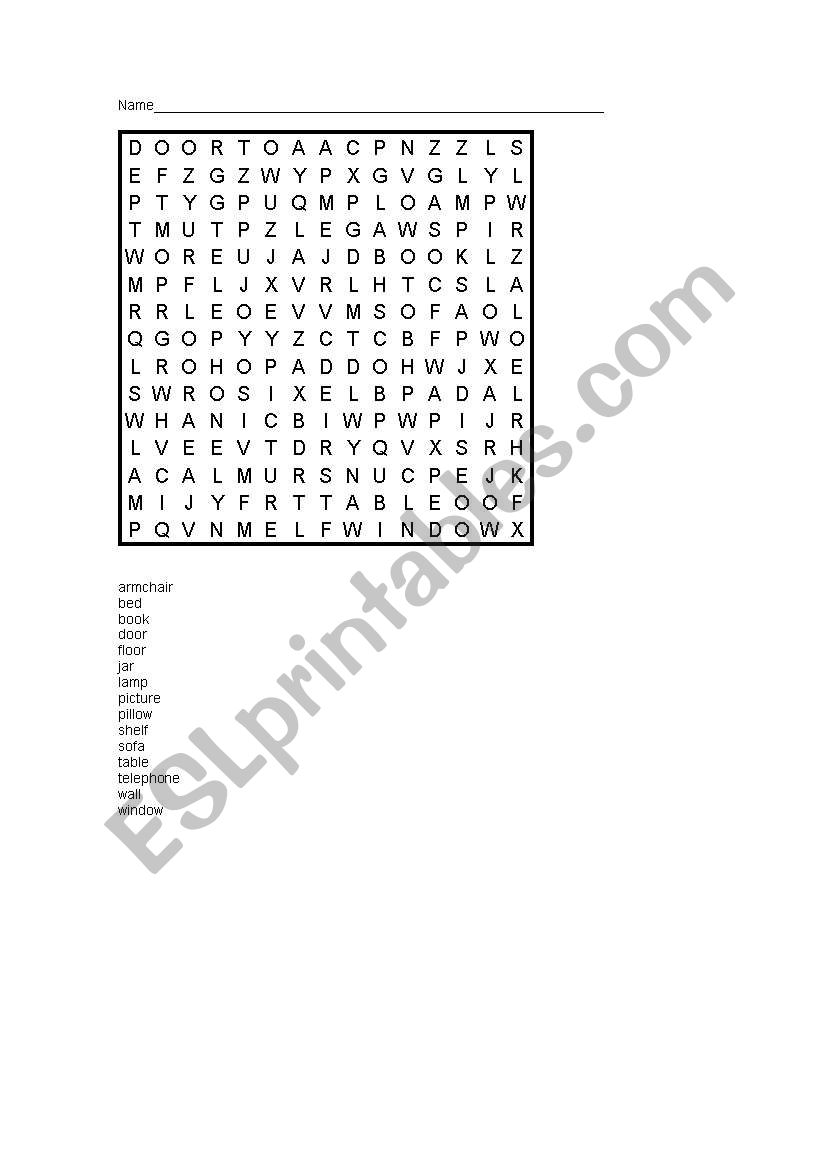 bedroom furniture puzzle worksheet