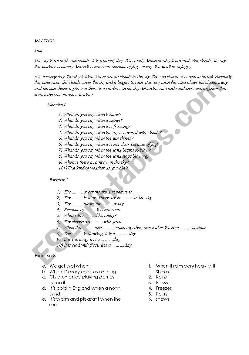 weather (test) worksheet