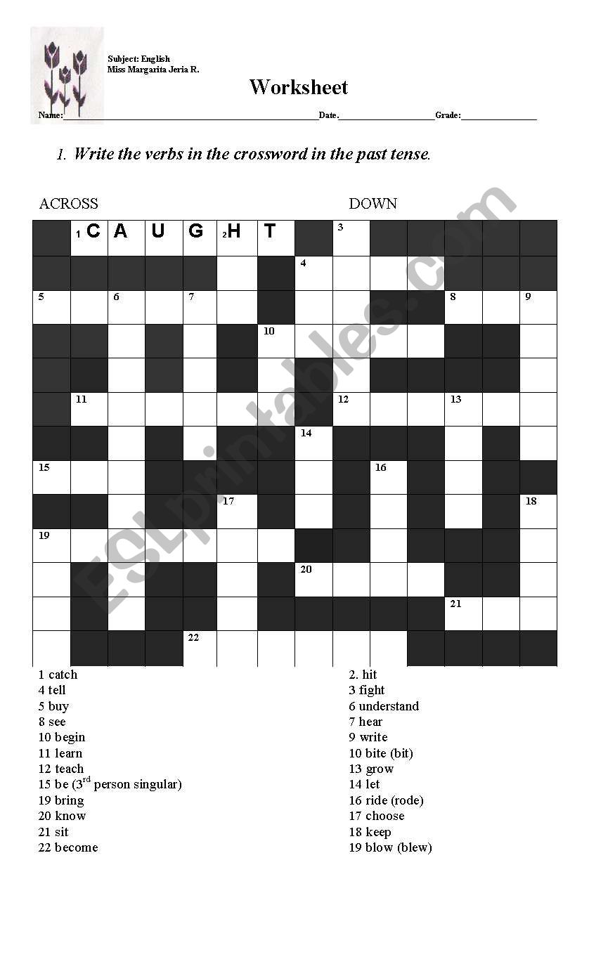 Crossword in Past Tense worksheet