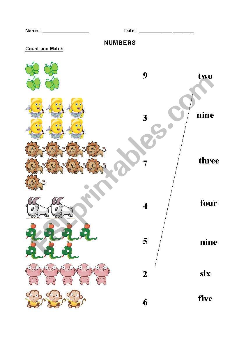 Numbers worksheet