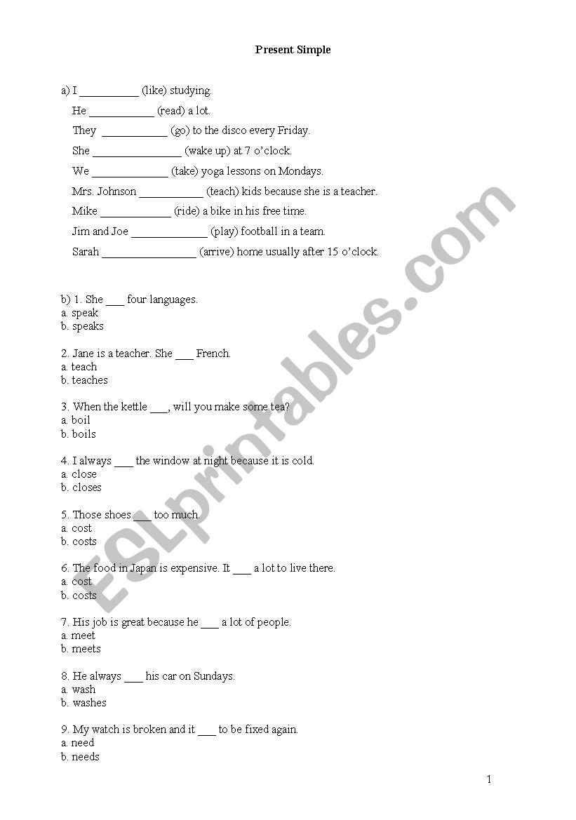 Present Simpe Tense for Beginners