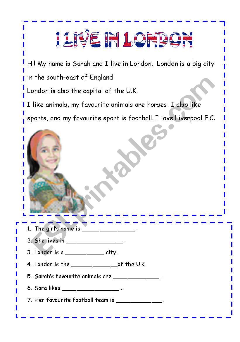 I LIVE IN LONDON worksheet