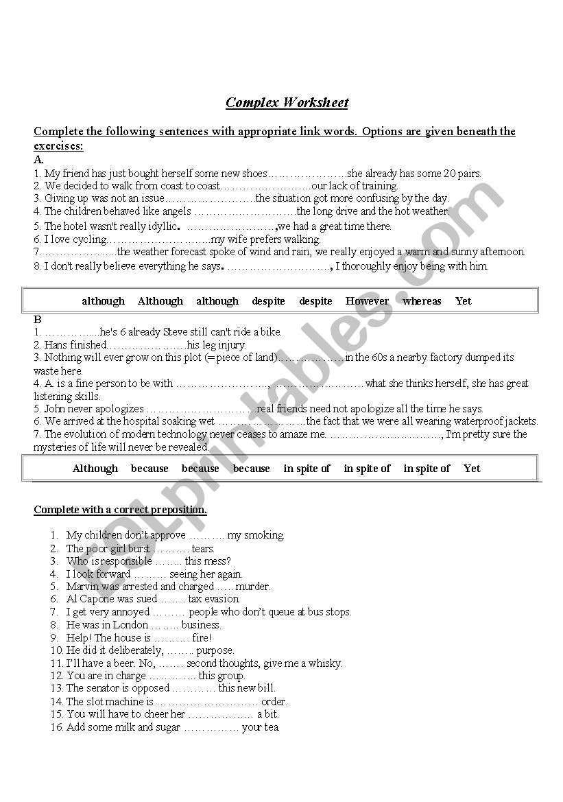  A COMPLEX WORKSHEET worksheet