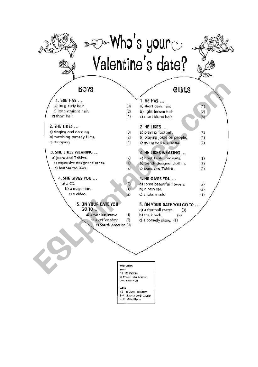 VALENTINES DAY worksheet