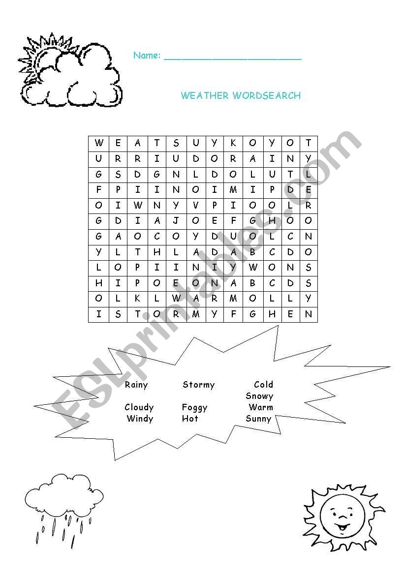 Weather Wordsearch worksheet