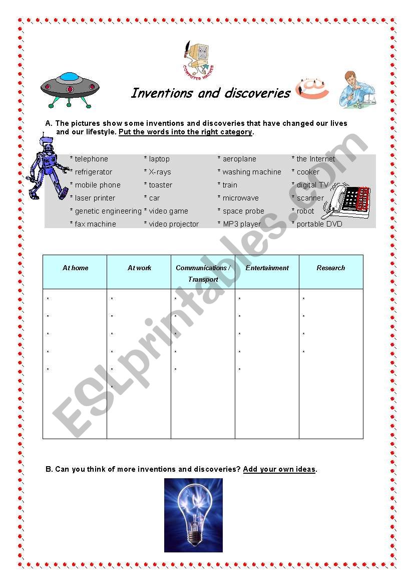 Inventions & Discoveries worksheet
