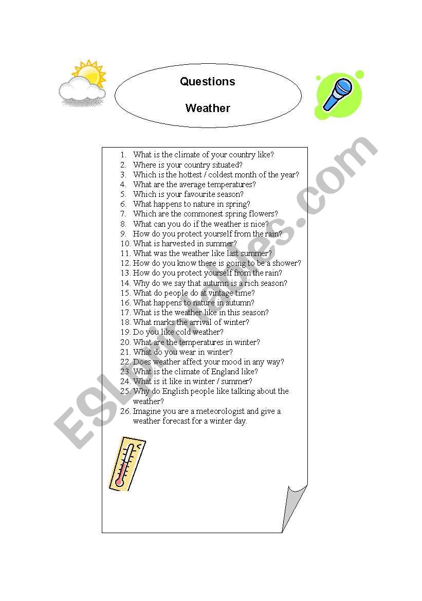questions - weather worksheet
