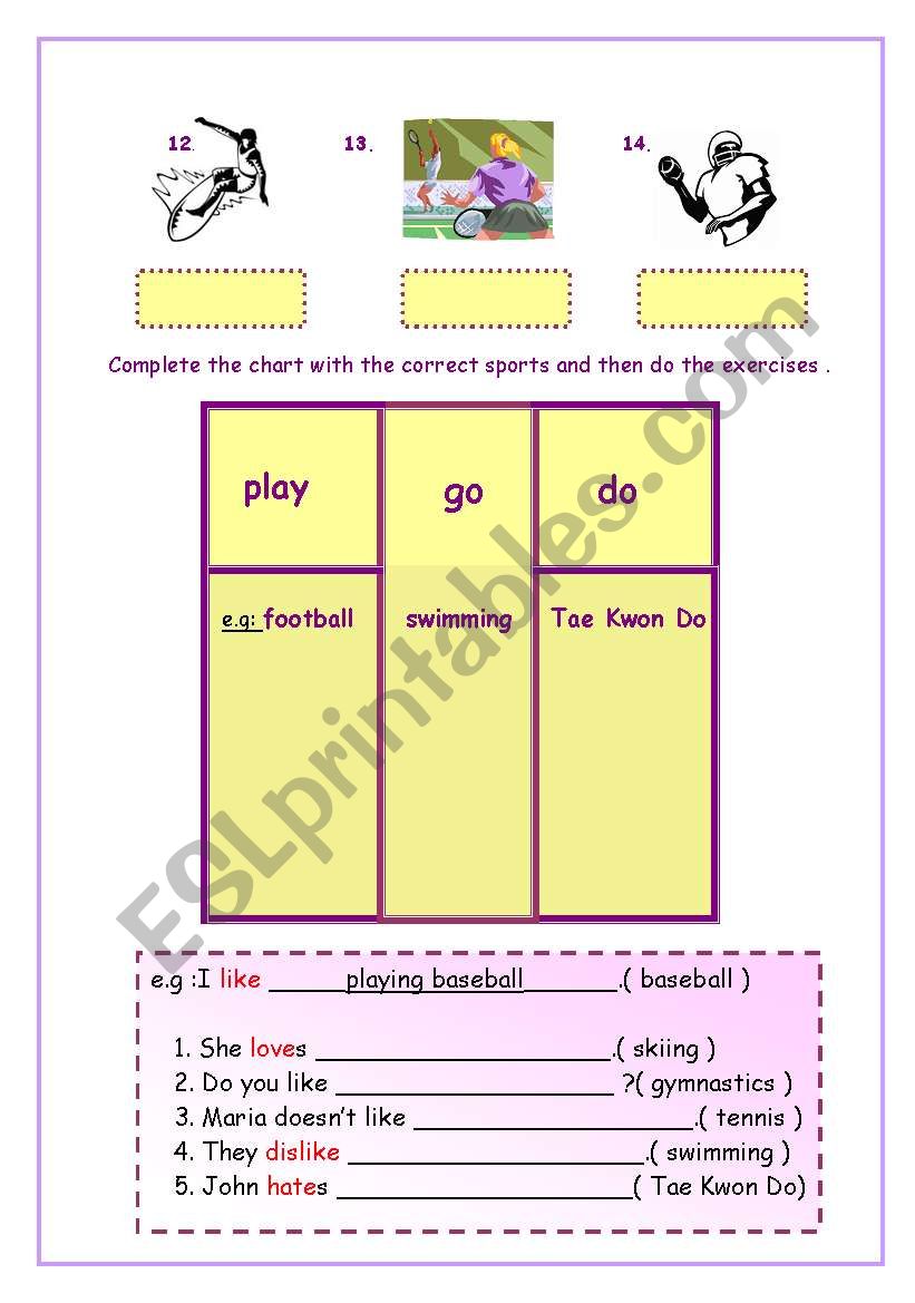 sports worksheet worksheet