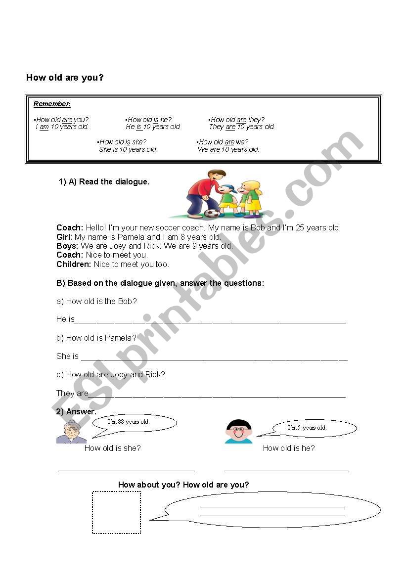 How old are you? worksheet