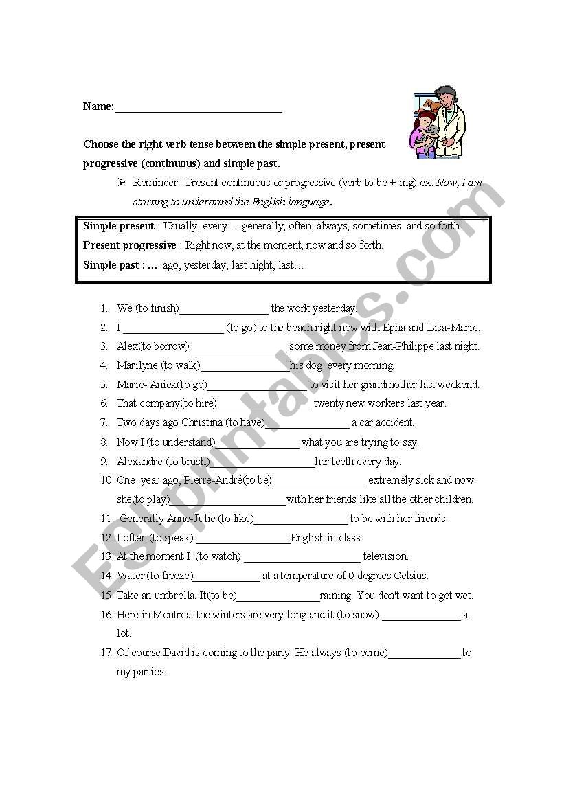 Revision verb tenses worksheet