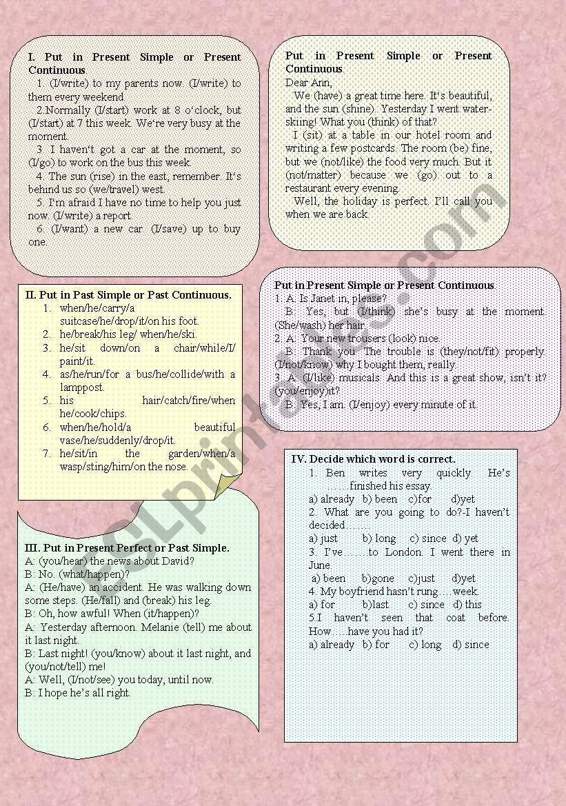 Tenses worksheet