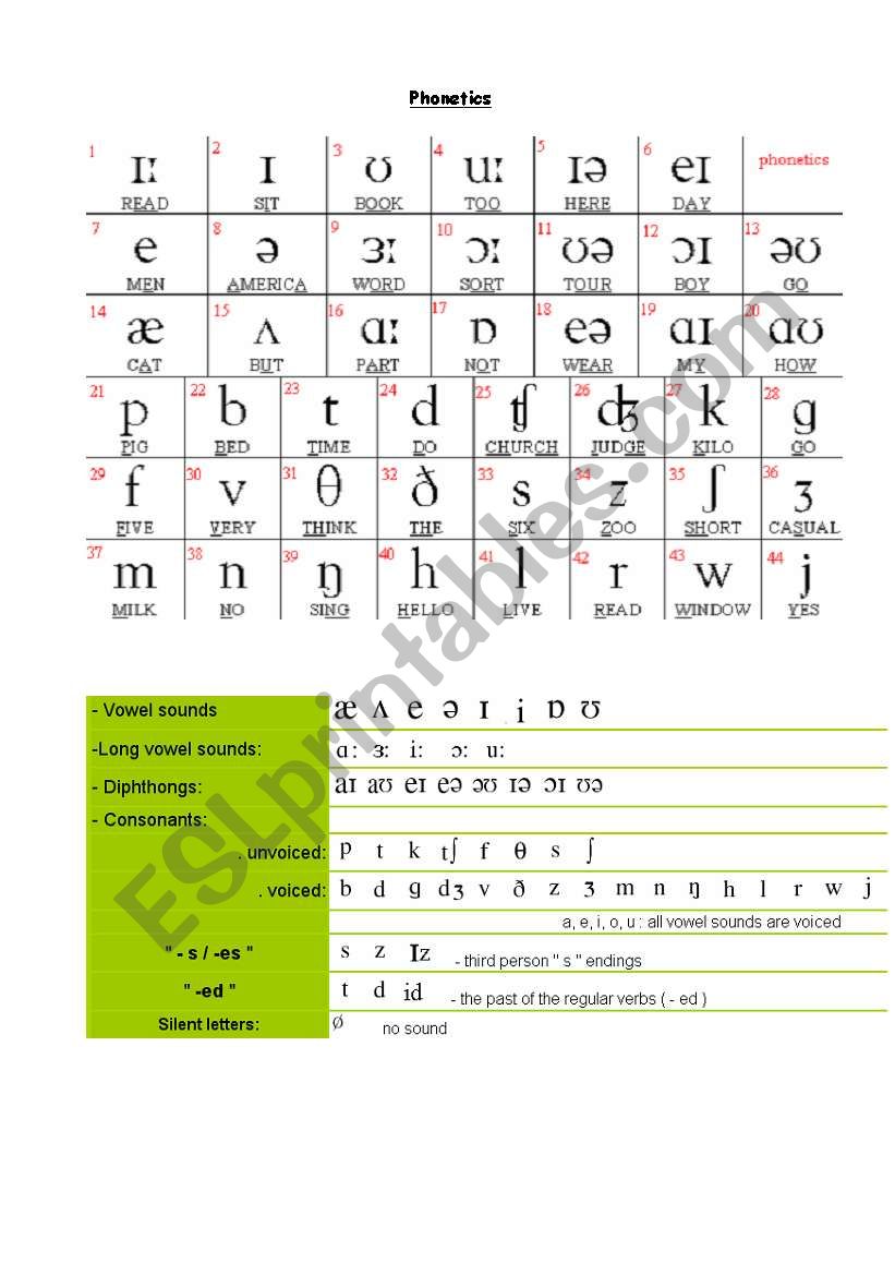 phonetics symbol worksheet