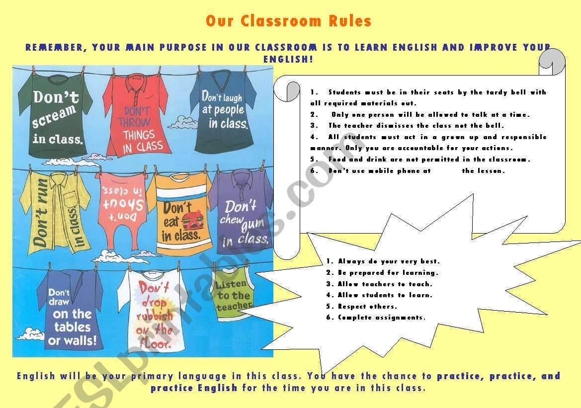 Our classroom rules worksheet