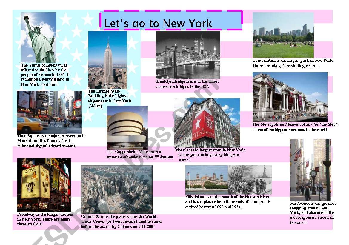 Lets go to New York ! worksheet