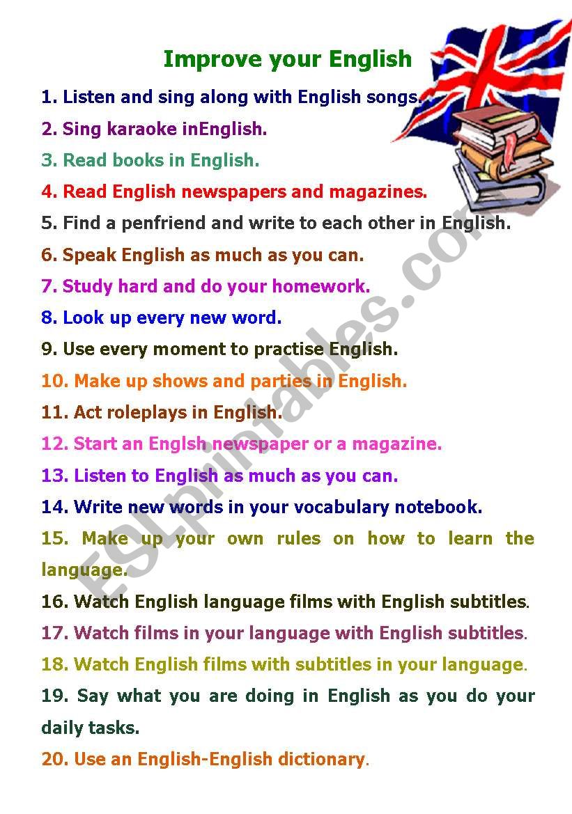 Improve your English worksheet