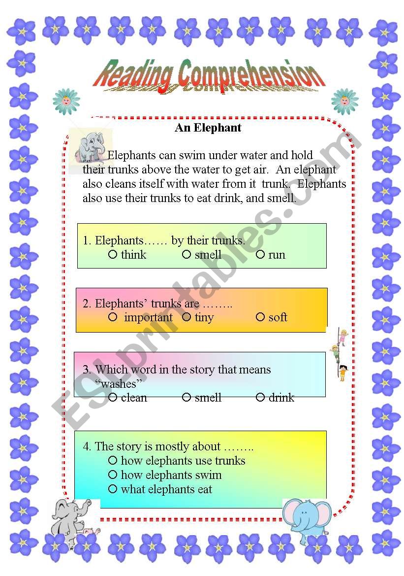 reading comprehension worksheet