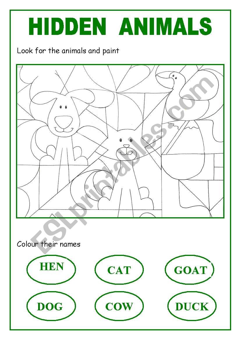 hidden animals worksheet