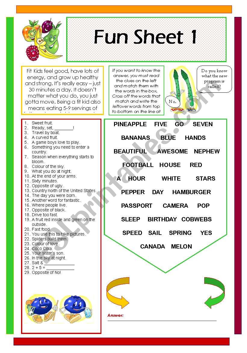 Fun Sheet 1 worksheet