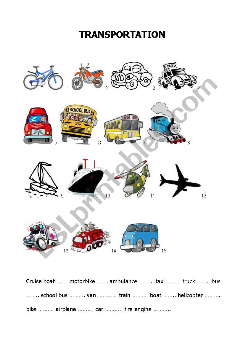 Build up your vocabulary - Transportation