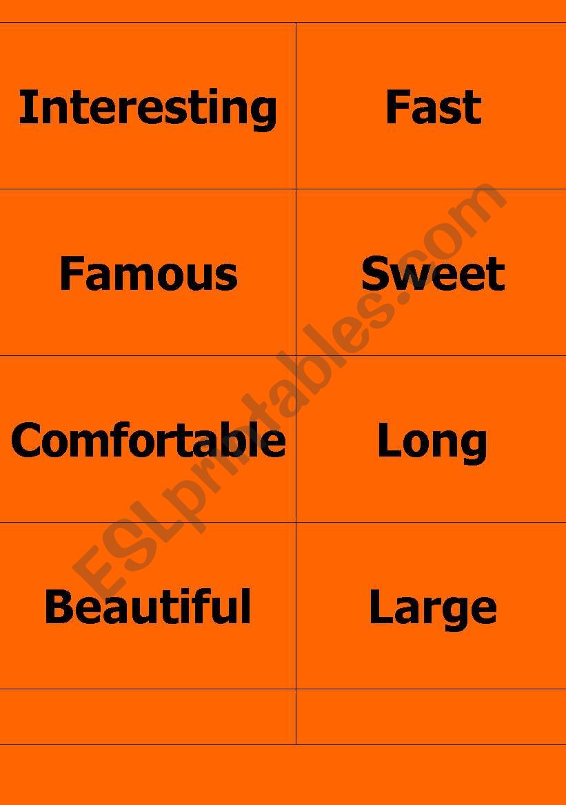 Adjectives Cards worksheet