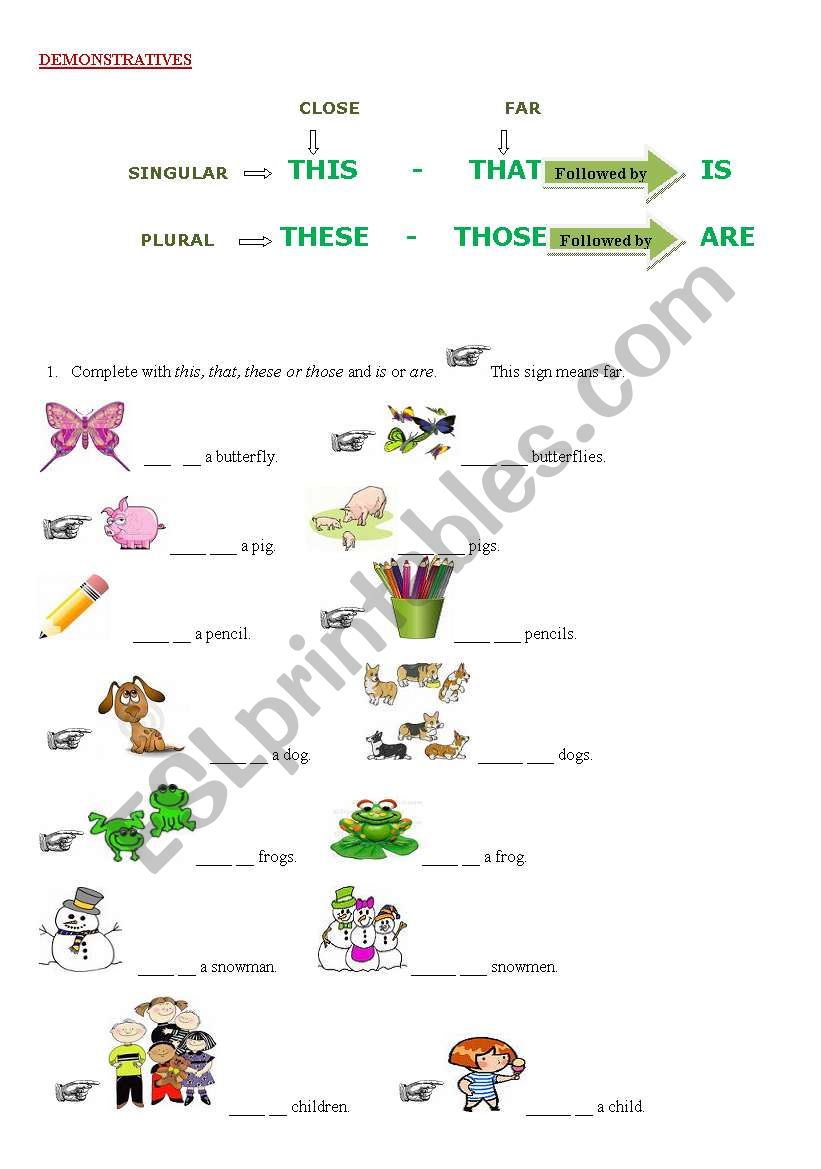 Demonstratives worksheet