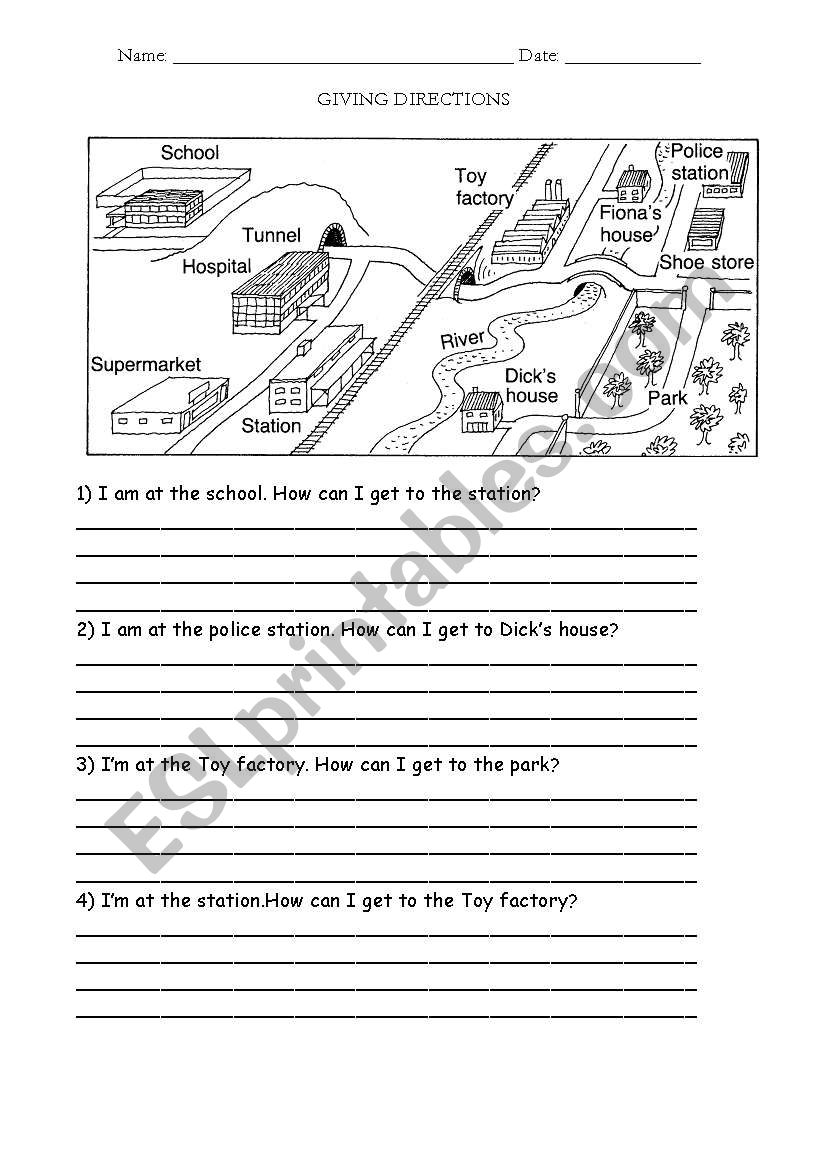 Giving directions worksheet