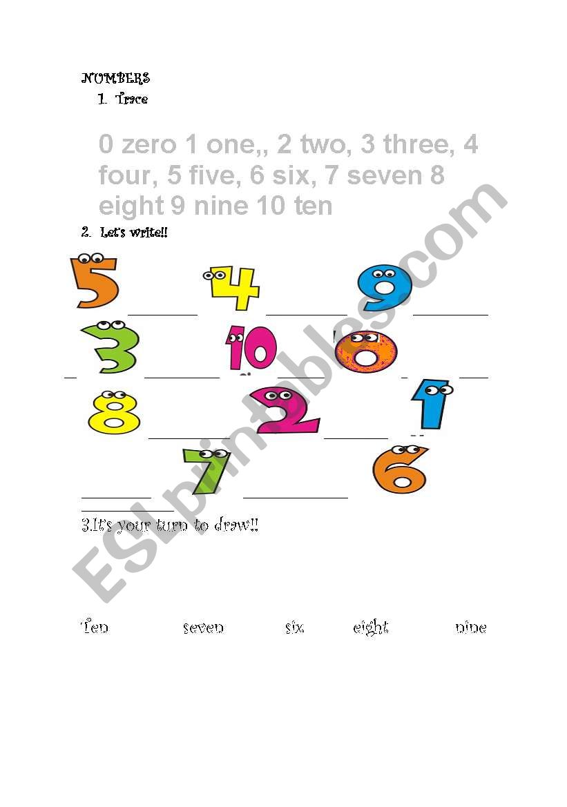 NUMBERS worksheet