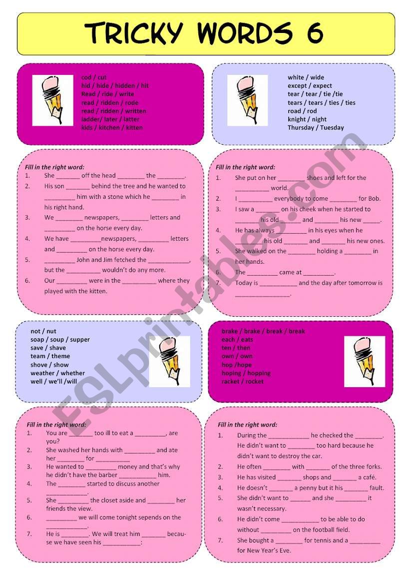 Tricky Words 6 worksheet