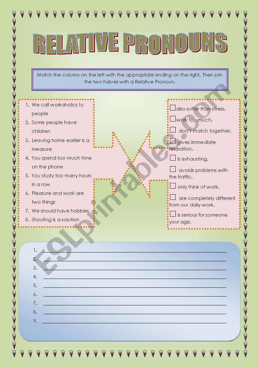 Jobs, Stress, Relative Pronouns