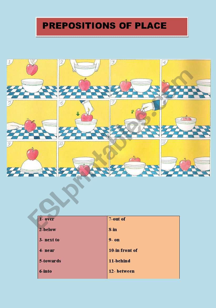 Prepositions of place worksheet