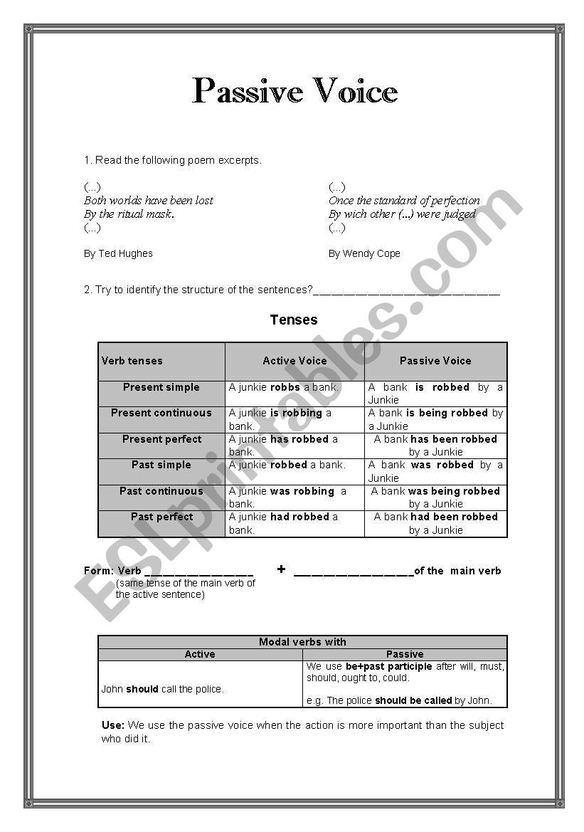 Passive Voice worksheet