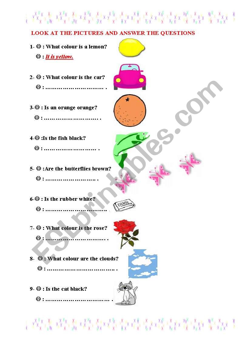 colours  worksheet