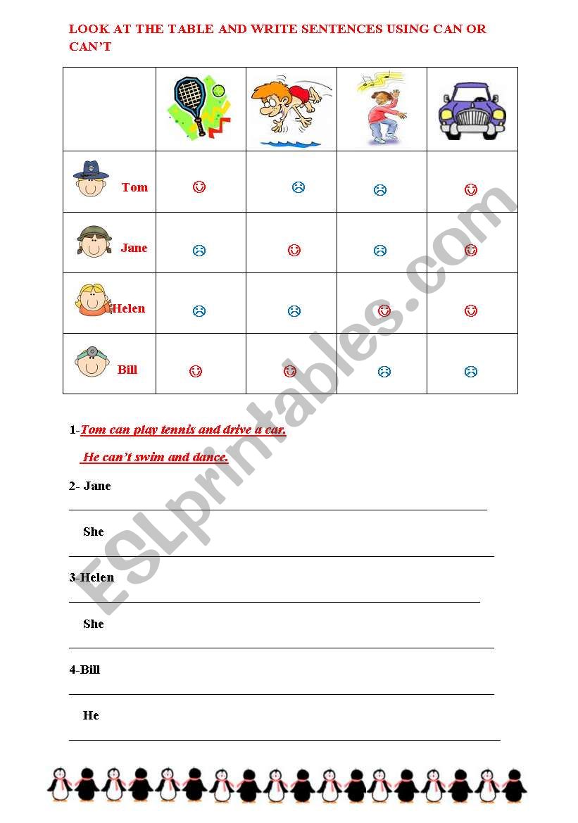 WHAT CAN THEY DO? worksheet