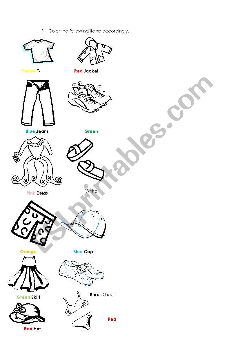 Clothes worksheet