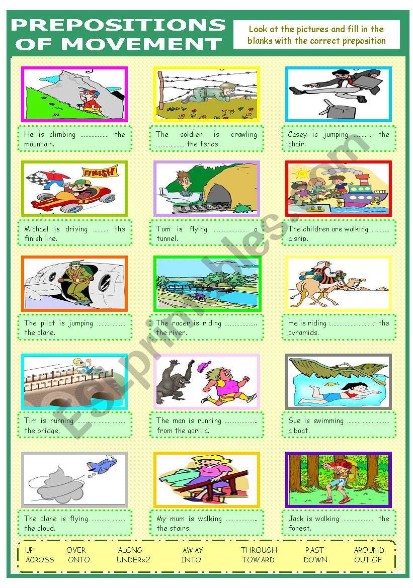 PREPOSITIONS OF MOVEMENT worksheet