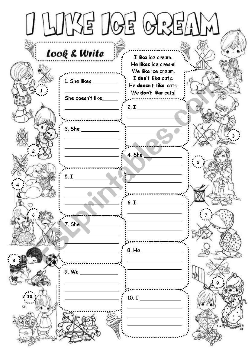 I like ice cream (2) worksheet