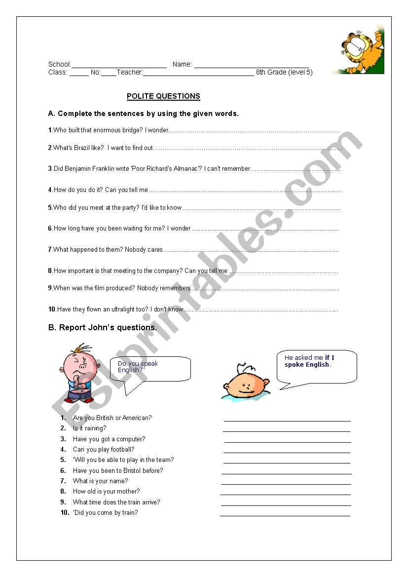 Polite Question worksheet