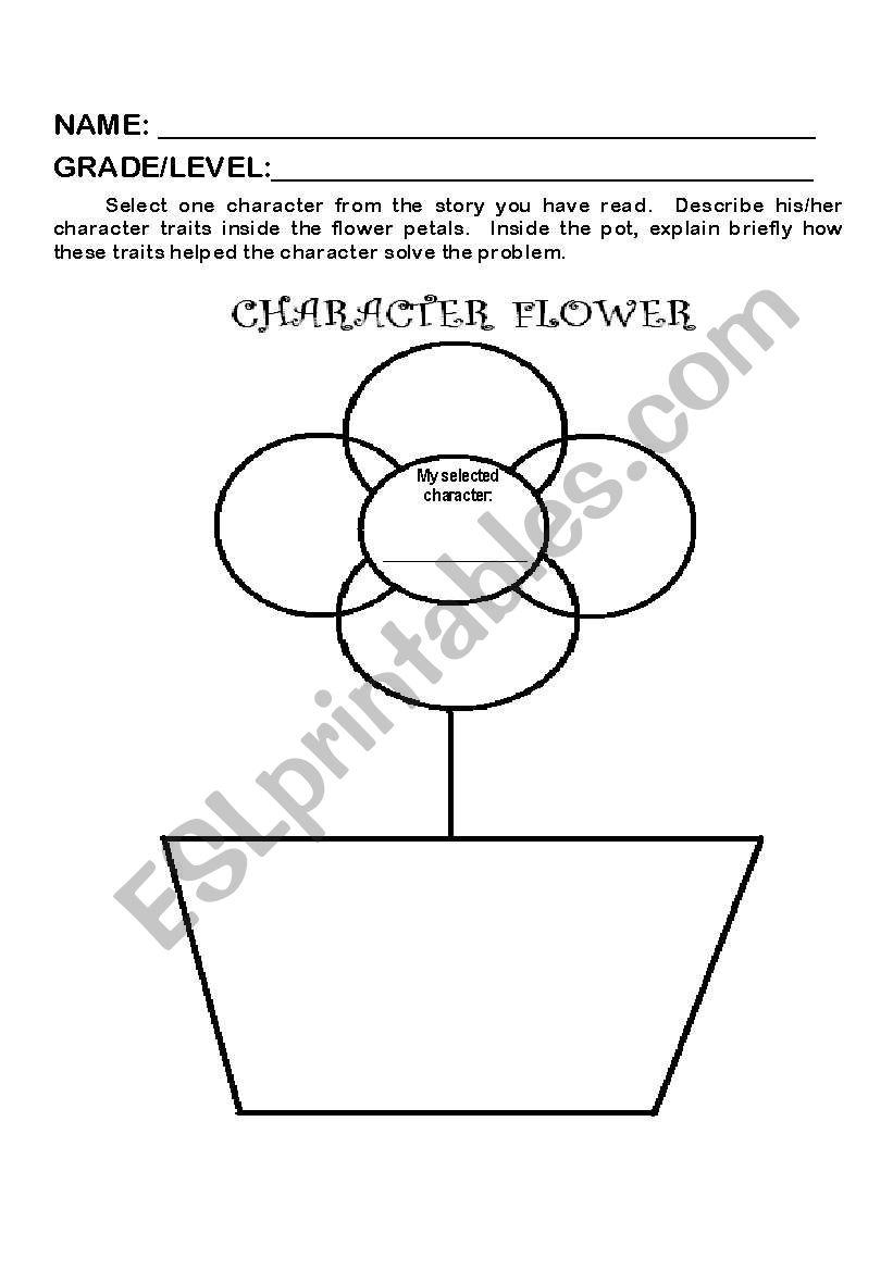 Character Flower worksheet