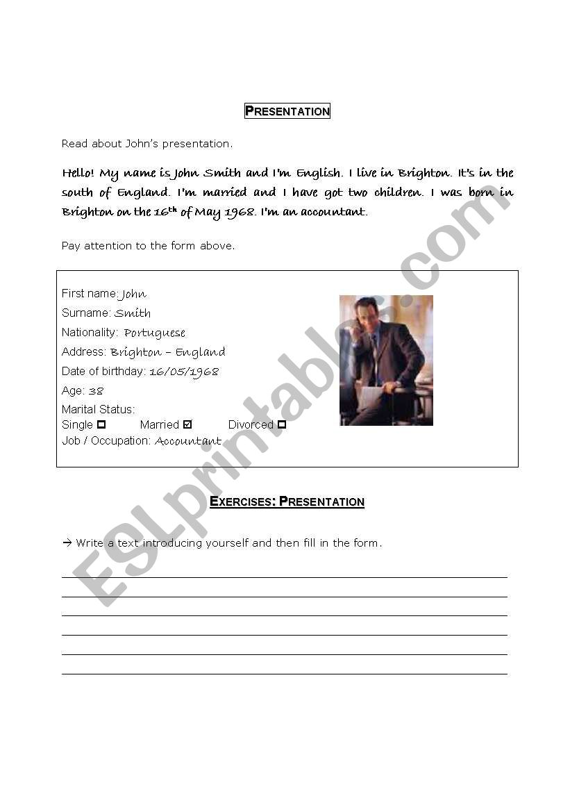 Presentation worksheet